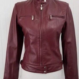 SALE Hugo Buscati 100% Leather Jacket Burgandy